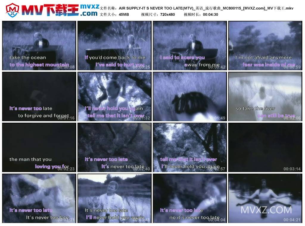 AIR SUPPLY-IT S NEVER TOO LATE(MTV)_英语_流行歌曲_MC800115